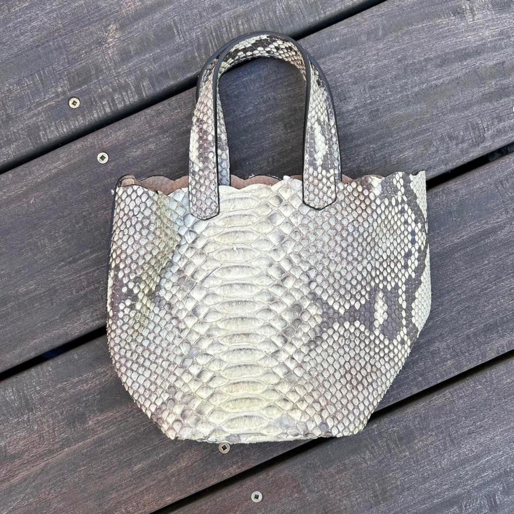 Authentic Beige/Grey Genuine Python Snakeskin Lau… - image 2